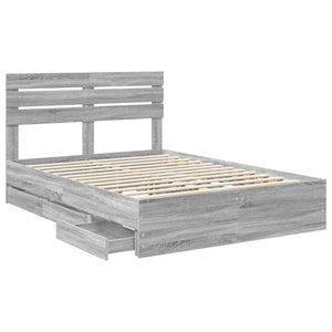 Σκελετός Κρεβατιού Γκρίζο Σονομα 150 x 200 cm Μηχανήματος Ξύλο