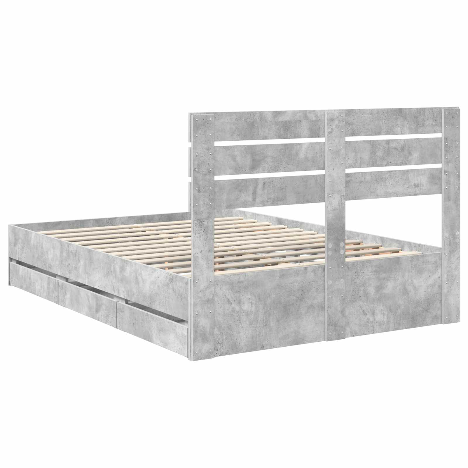 Σκελετός Κρεβατιού Σκυρόδεμα Γκρι 140 x 200 cm Μηχανήματος Ξύλο