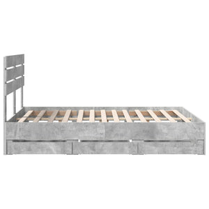 Σκελετός Κρεβατιού Σκυρόδεμα Γκρι 140 x 200 cm Μηχανήματος Ξύλο