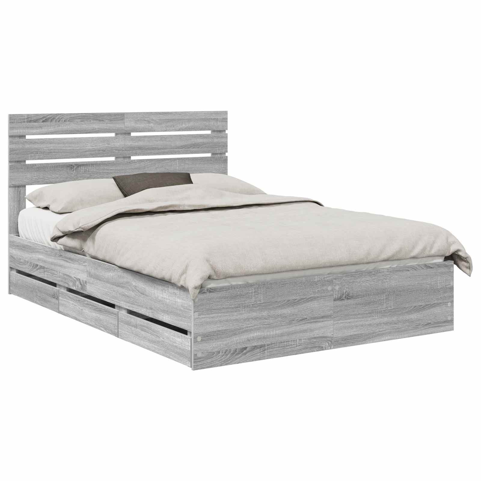 Σκελετός Κρεβατιού Γκρίζο Σονομα 140 x 190 cm Μηχανήματος Ξύλο - Pakobazaar