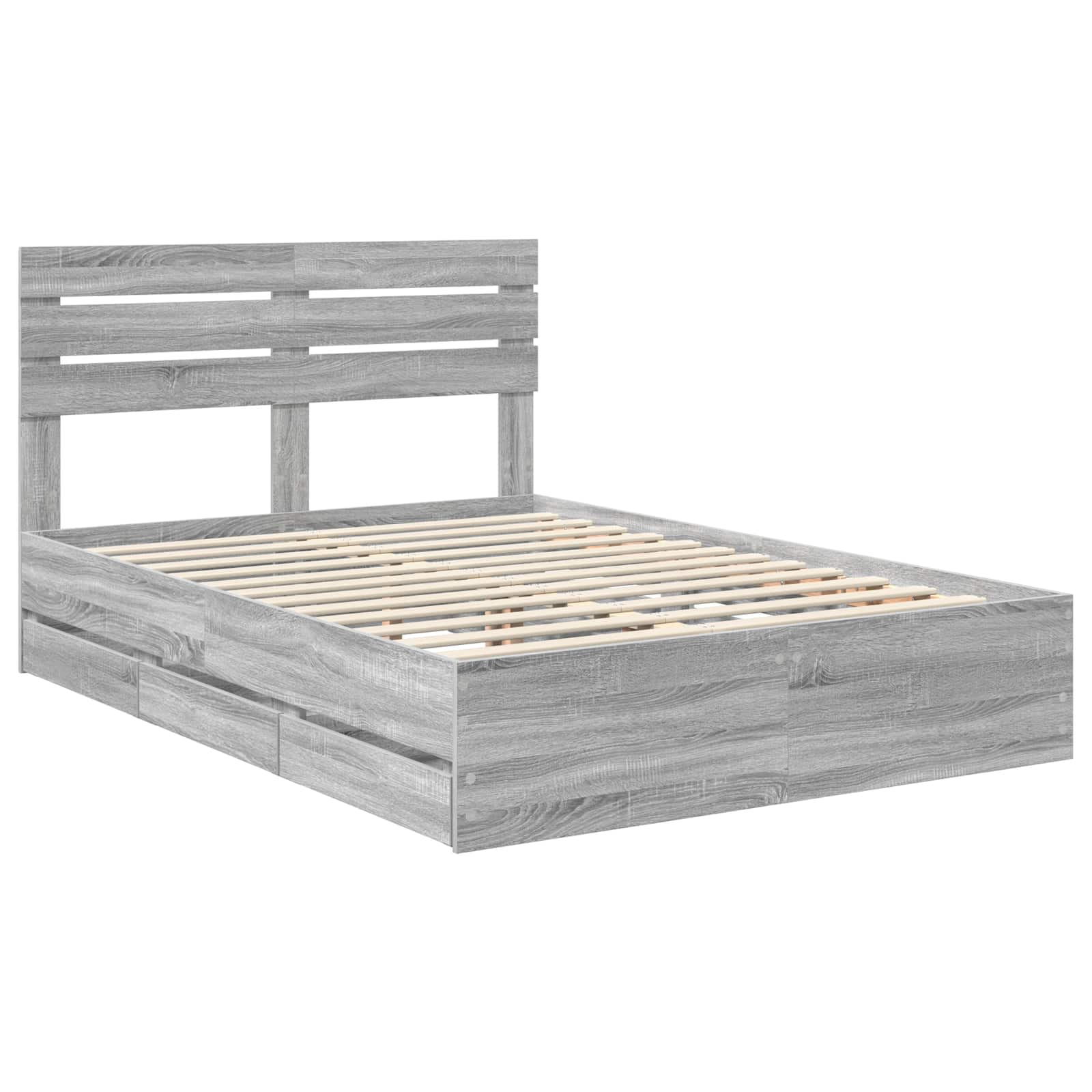 Σκελετός Κρεβατιού Γκρίζο Σονομα 140 x 190 cm Μηχανήματος Ξύλο - Pakobazaar