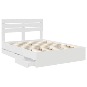 Σκελετός Κρεβατιού Λευκό 140 x 190 cm Μηχανήματος Ξύλο