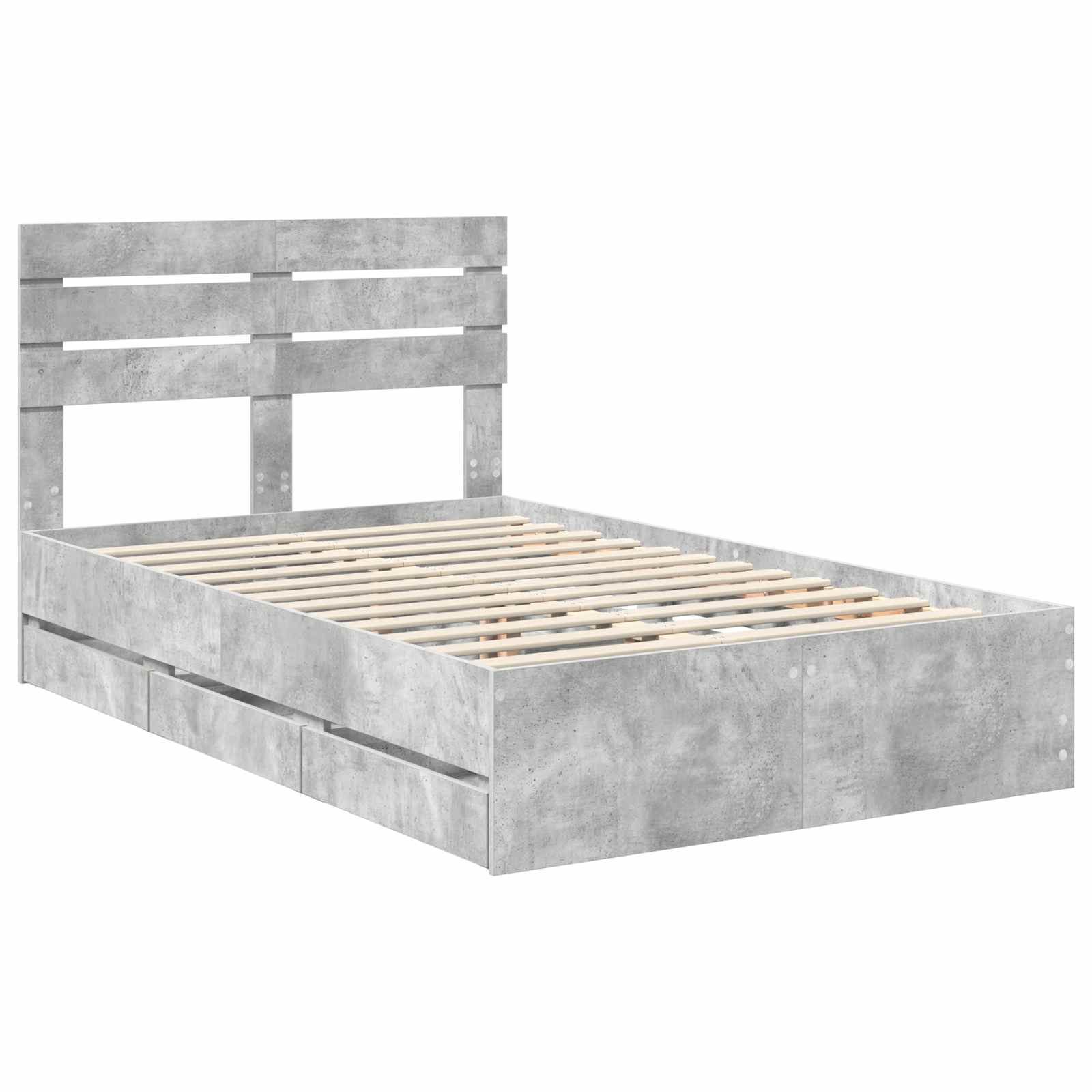 Σκελετός Κρεβατιού Σκυρόδεμα Γκρι 135 x 190 cm Μηχανήματος Ξύλο