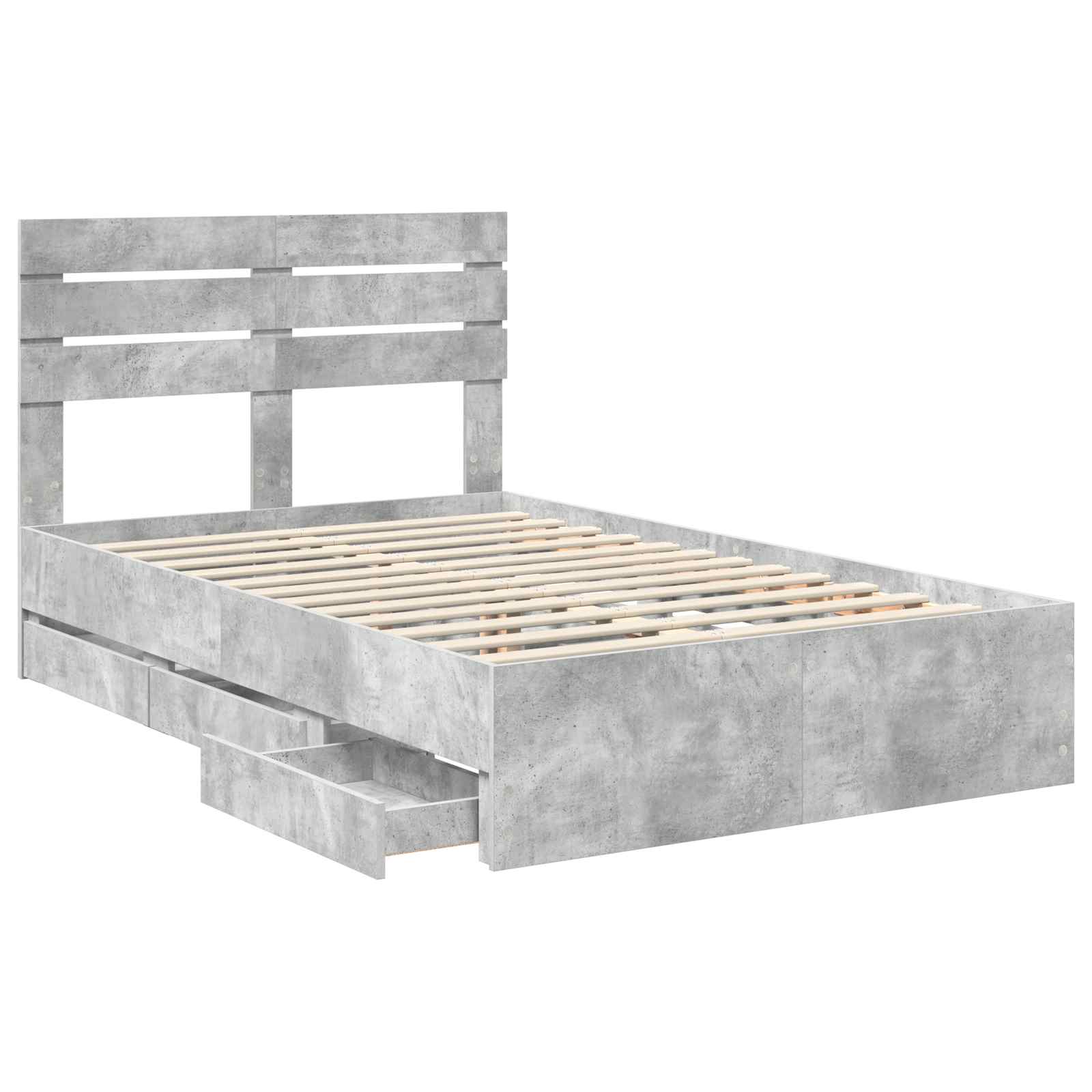 Σκελετός Κρεβατιού Σκυρόδεμα Γκρι 135 x 190 cm Μηχανήματος Ξύλο