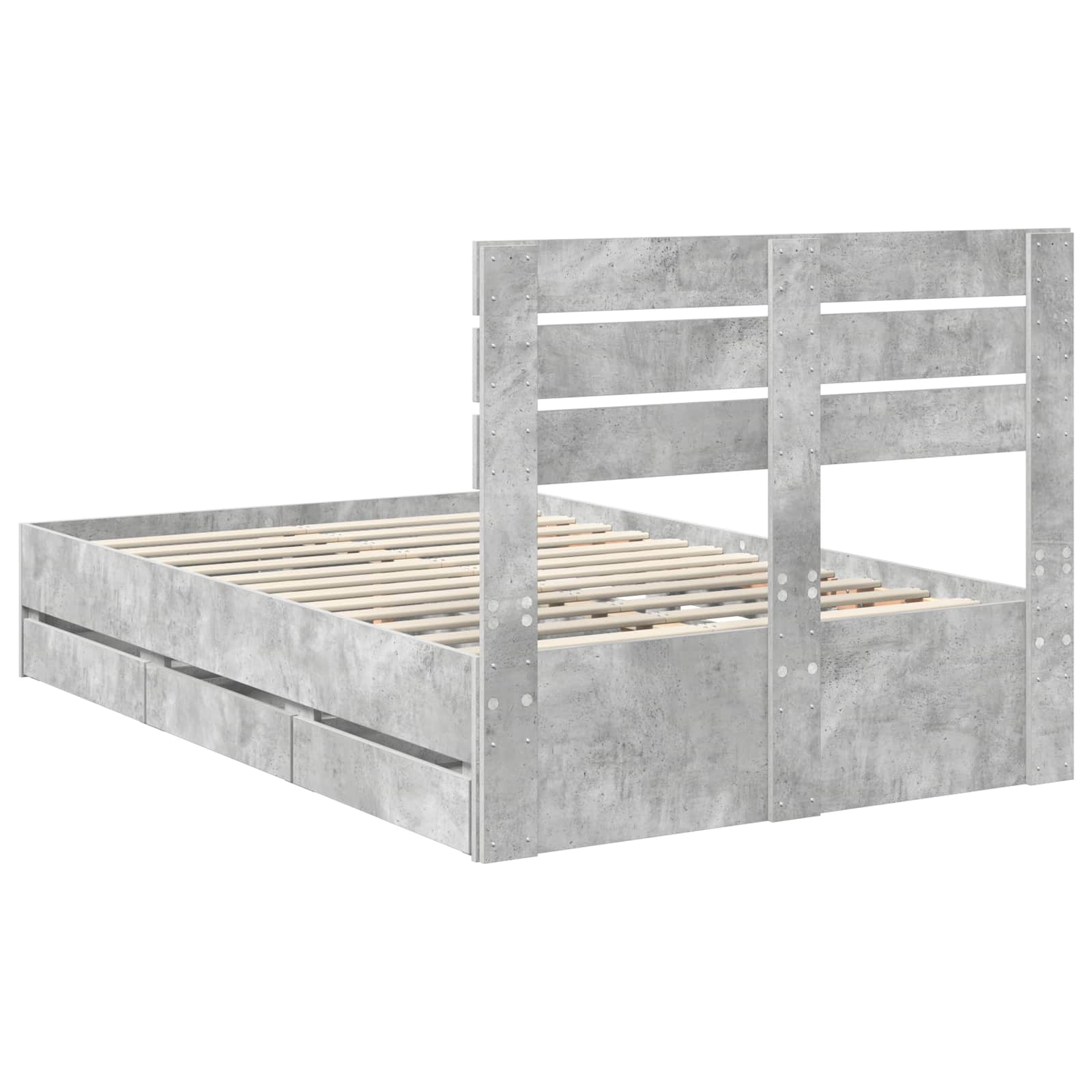 Σκελετός Κρεβατιού Σκυρόδεμα Γκρι 135 x 190 cm Μηχανήματος Ξύλο