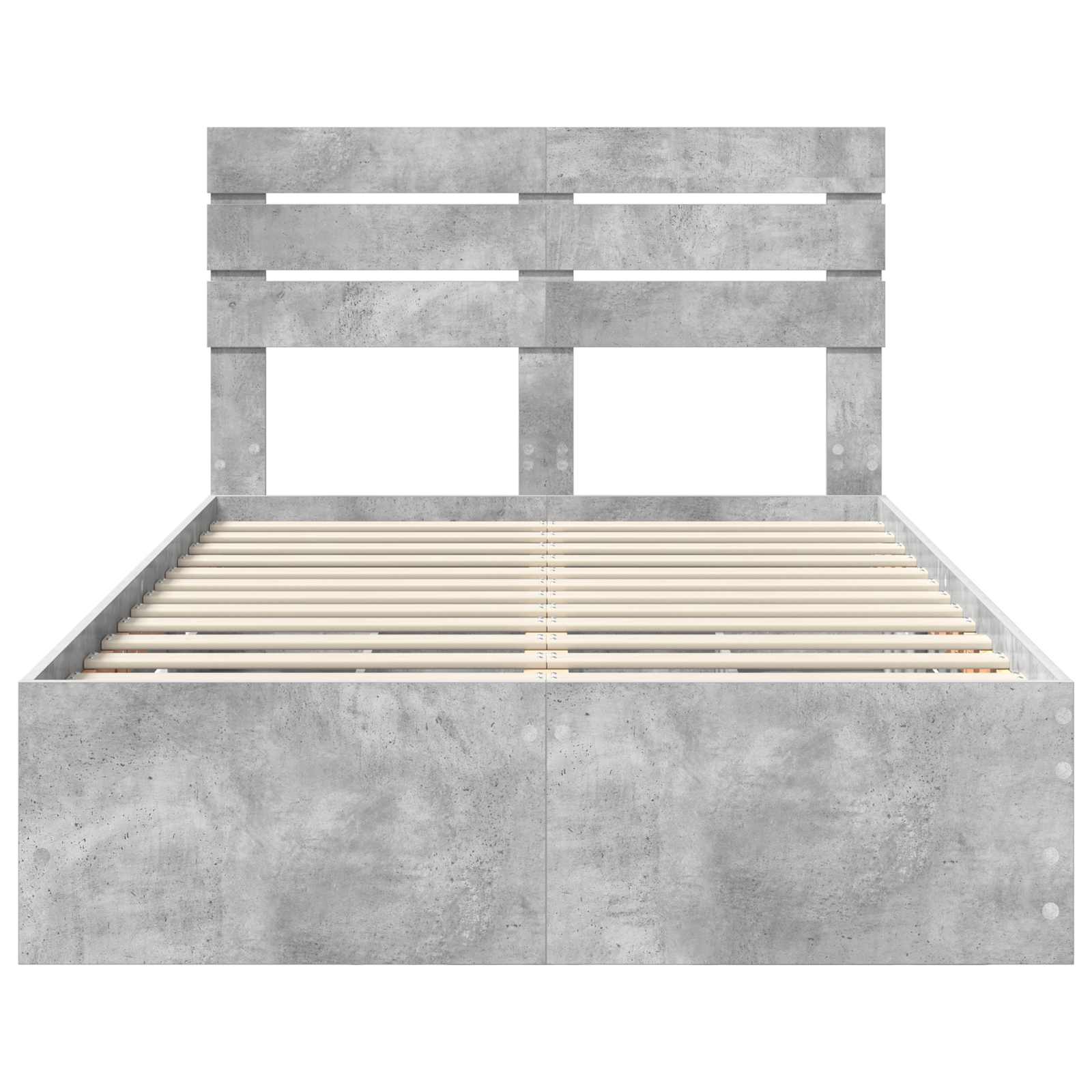 Σκελετός Κρεβατιού Σκυρόδεμα Γκρι 135 x 190 cm Μηχανήματος Ξύλο