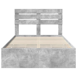 Σκελετός Κρεβατιού Σκυρόδεμα Γκρι 135 x 190 cm Μηχανήματος Ξύλο