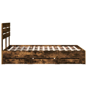 Σκελετός Κρεβατιού Καπνιστό Δρύς 135 x 190 cm Μηχανήματος Ξύλο