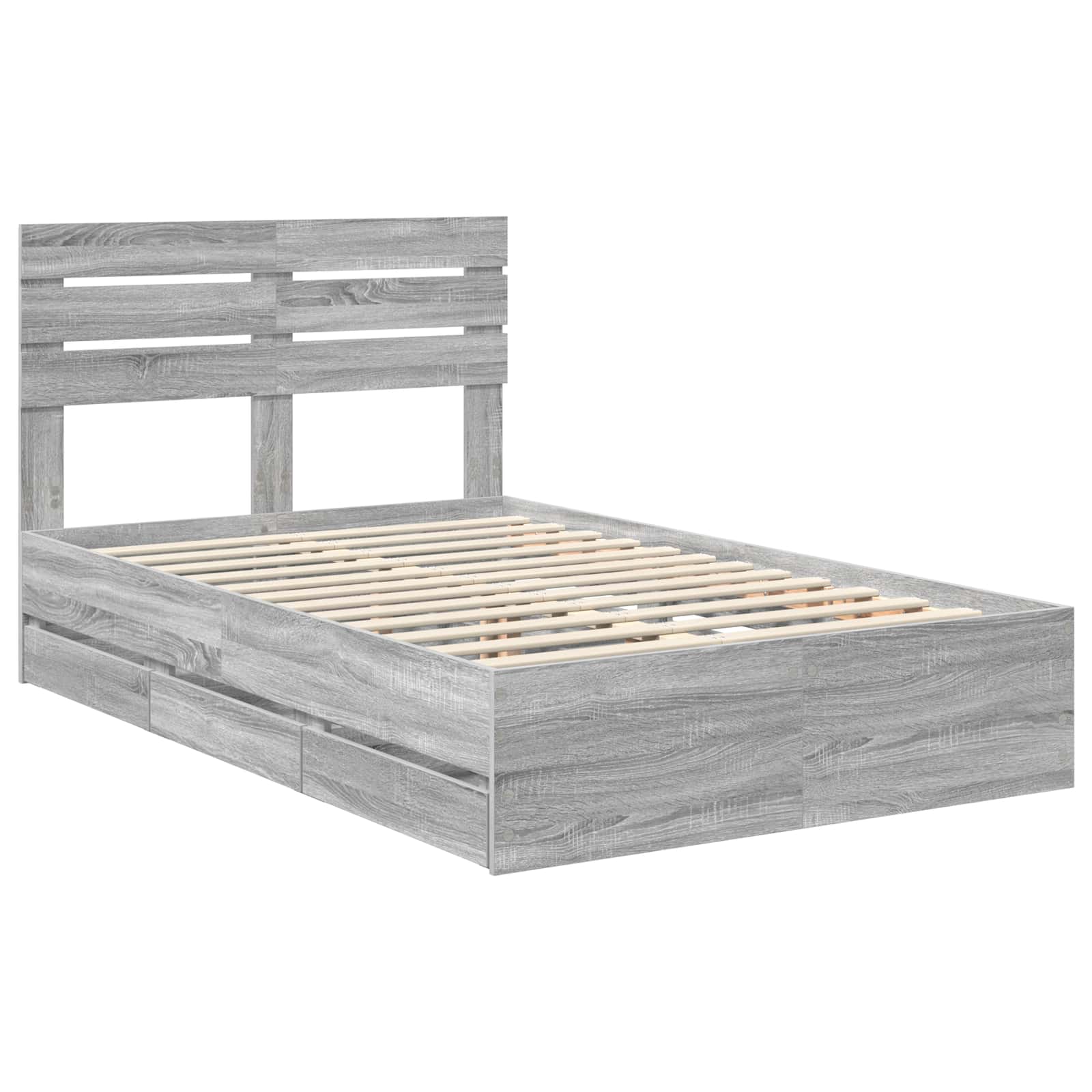 Σκελετός Κρεβατιού Γκρίζο Σονομα 135 x 190 cm Μηχανήματος Ξύλο
