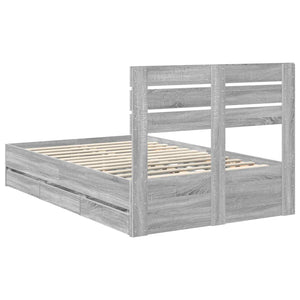 Σκελετός Κρεβατιού Γκρίζο Σονομα 135 x 190 cm Μηχανήματος Ξύλο