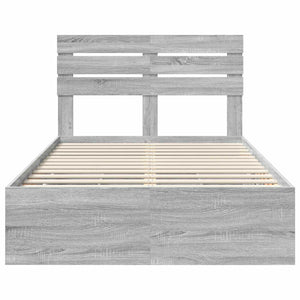 Σκελετός Κρεβατιού Γκρίζο Σονομα 135 x 190 cm Μηχανήματος Ξύλο