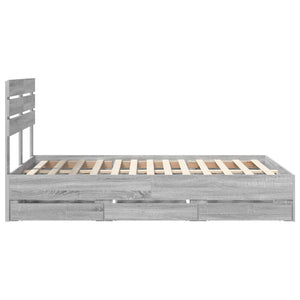 Σκελετός Κρεβατιού Γκρίζο Σονομα 135 x 190 cm Μηχανήματος Ξύλο