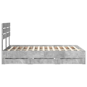 Σκελετός Κρεβατιού Σκυρόδεμα Γκρι 120 x 190 cm Μηχανήματος Ξύλο - Pakobazaar
