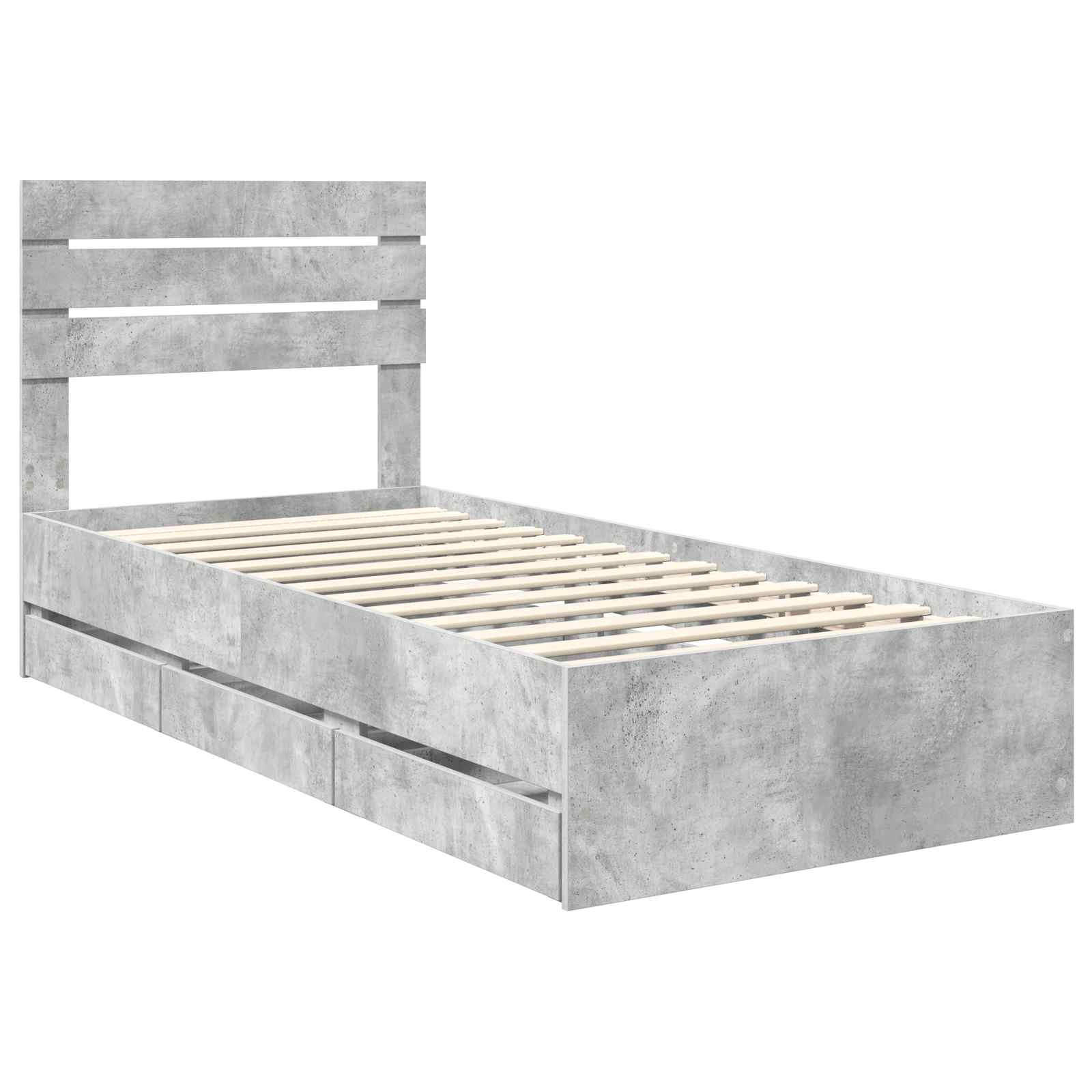 Σκελετός Κρεβατιού Σκυρόδεμα Γκρι 90 x 200 cm Μηχανήματος Ξύλο