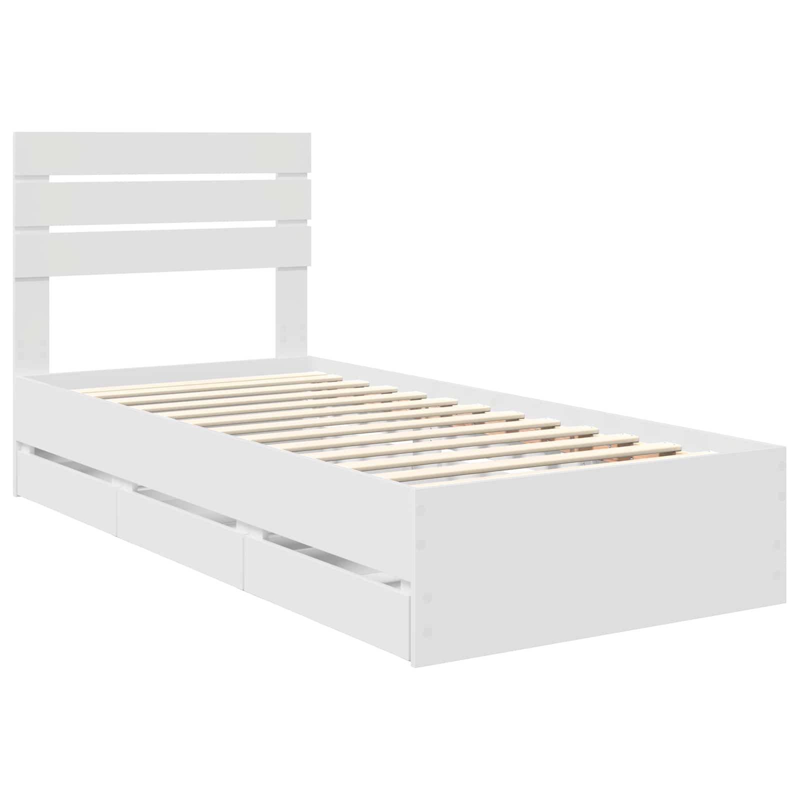 Σκελετός Κρεβατιού Λευκό 90 x 200 cm Μηχανήματος Ξύλο - Pakobazaar