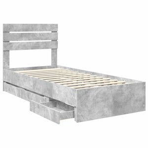 Σκελετός Κρεβατιού Σκυρόδεμα Γκρι 90 x 190 cm Μηχανήματος Ξύλο