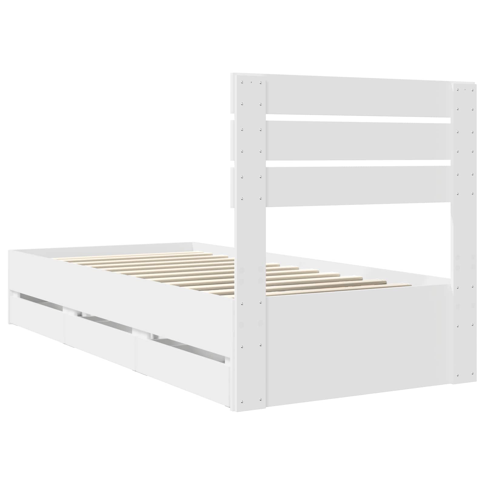 Σκελετός Κρεβατιού Λευκό 75 x 190 cm Μηχανήματος Ξύλο