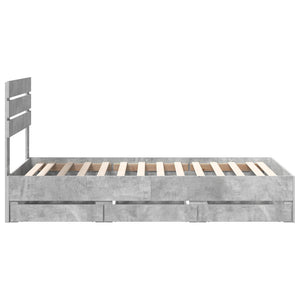 Σκελετός Κρεβατιού Σκυρόδεμα Γκρι 75 x 190 cm Μηχανήματος Ξύλο