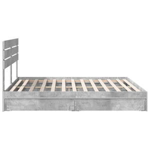 Κρεβάτι Αποθήκης Σκυρόδεμα Γκρι 200 x 200 cm Επεξεργασμένο Ξύλο