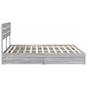 Κρεβάτι Αποθήκης Γκρίζο Σονομα 200 x 200 cm Επεξεργασμένο Ξύλο