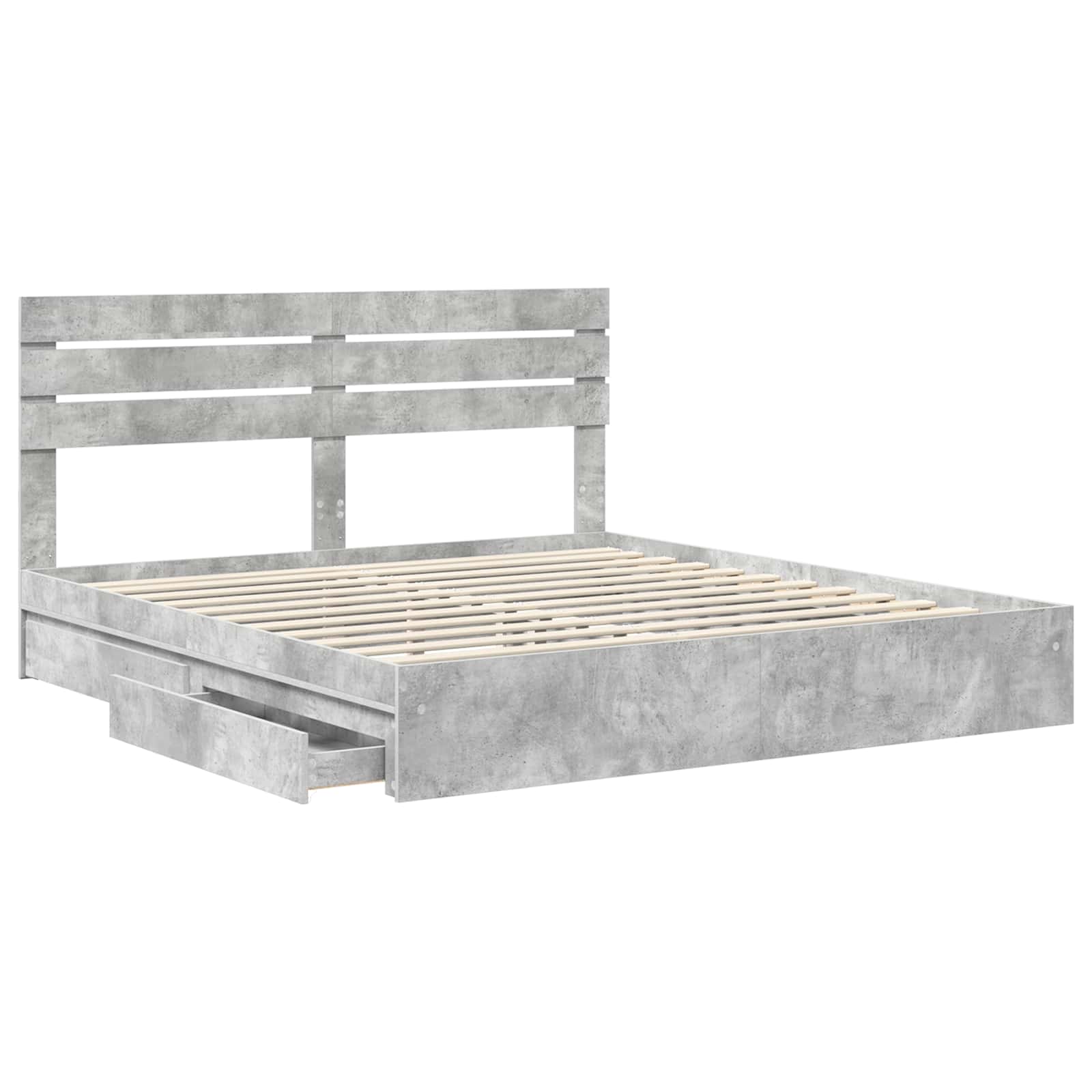 Κρεβάτι Αποθήκης Σκυρόδεμα Γκρι 180 x 200 cm Επεξεργασμένο ξύλο