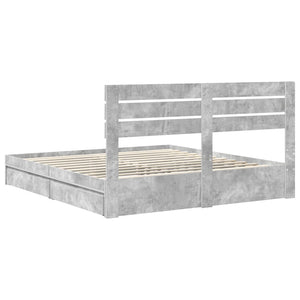 Κρεβάτι Αποθήκης Σκυρόδεμα Γκρι 180 x 200 cm Επεξεργασμένο Ξύλο