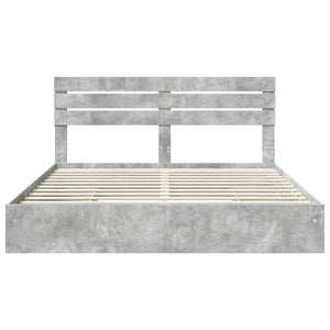 Κρεβάτι Αποθήκης Σκυρόδεμα Γκρι 180 x 200 cm Επεξεργασμένο Ξύλο