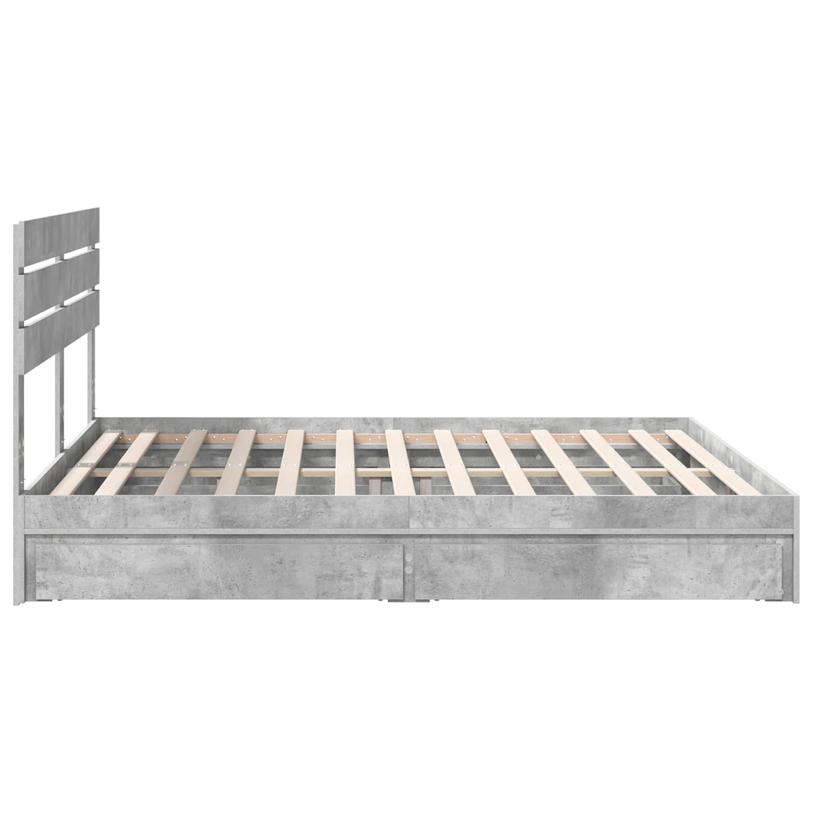 Κρεβάτι Αποθήκης Σκυρόδεμα Γκρι 180 x 200 cm Επεξεργασμένο ξύλο