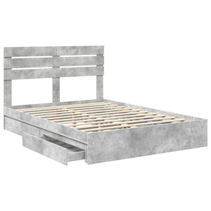 Κρεβάτι Αποθήκης Σκυρόδεμα Γκρι 160 x 200 cm Επεξεργασμένο Ξύλο