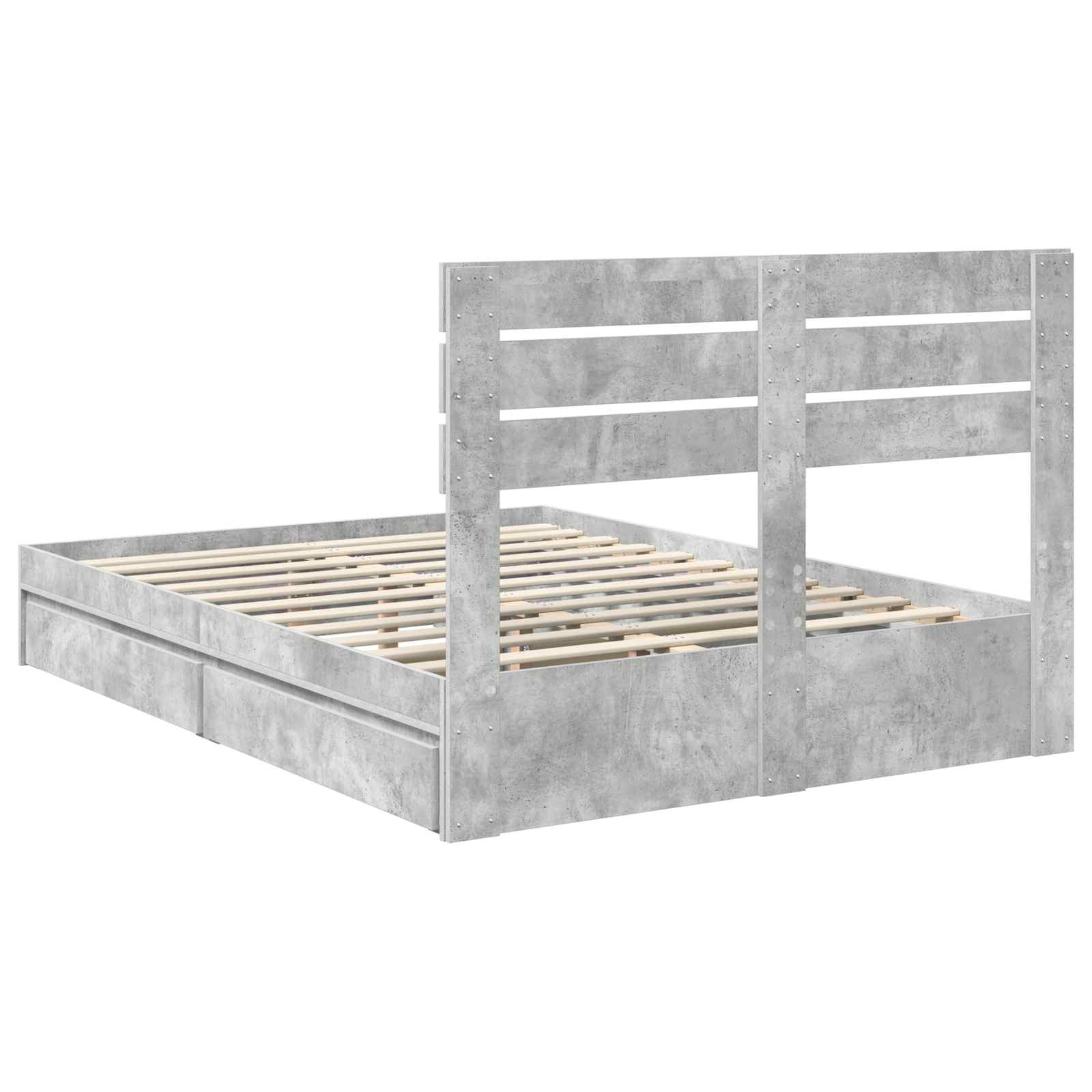 Κρεβάτι Αποθήκης Σκυρόδεμα Γκρι 160 x 200 cm Επεξεργασμένο Ξύλο