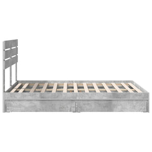 Κρεβάτι Αποθήκης Σκυρόδεμα Γκρι 160 x 200 cm Επεξεργασμένο Ξύλο