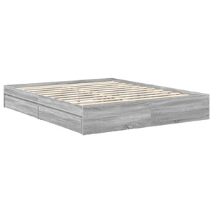 Κρεβάτι Αποθήκης Καπνιστό Δρύς 160 x 200 cm Επεξεργασμένο Ξύλο