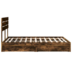Κρεβάτι Αποθήκης Καπνιστό Δρύς 160 x 200 cm Επεξεργασμένο Ξύλο
