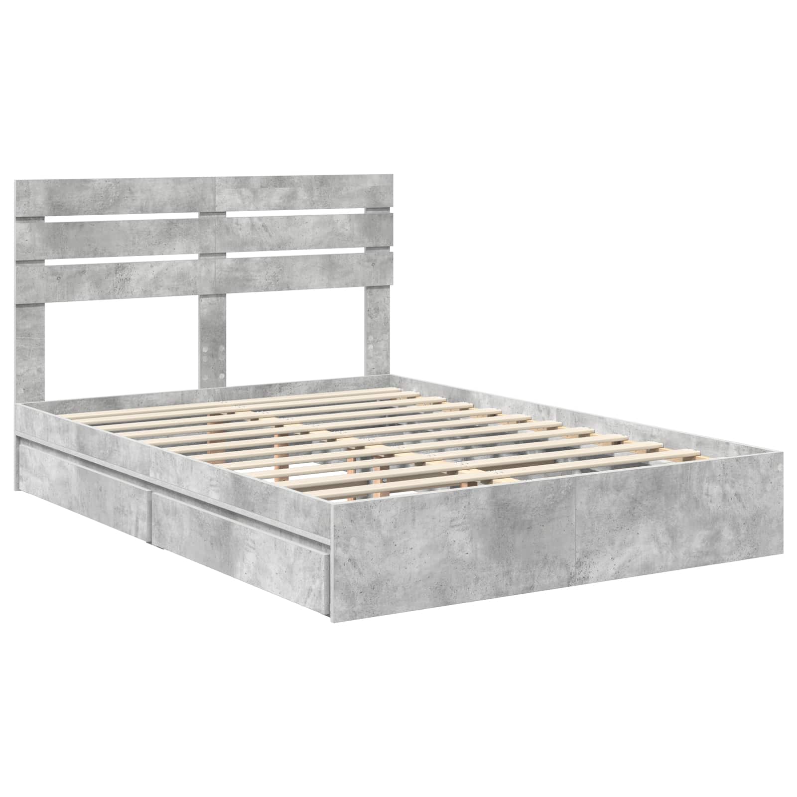 Κρεβάτι Αποθήκης Σκυρόδεμα Γκρι 140 x 190 cm Επεξεργασμένο Ξύλο