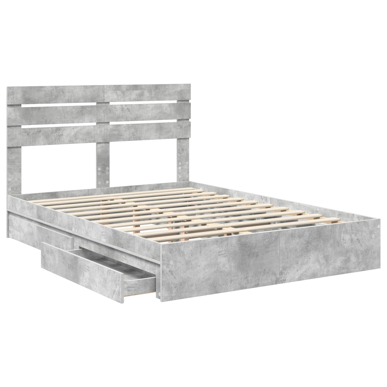 Κρεβάτι Αποθήκης Σκυρόδεμα Γκρι 140 x 190 cm Επεξεργασμένο Ξύλο