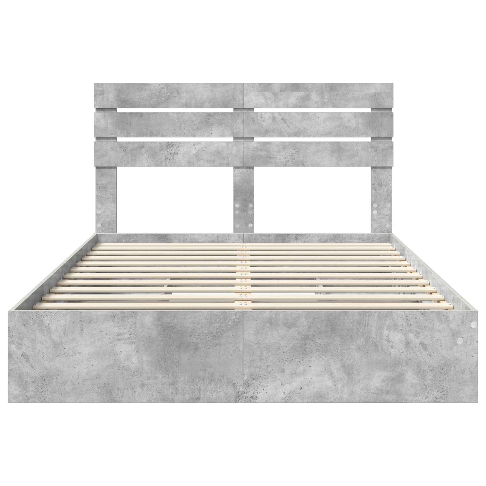 Κρεβάτι Αποθήκης Σκυρόδεμα Γκρι 140 x 190 cm Επεξεργασμένο Ξύλο