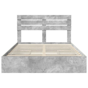 Κρεβάτι Αποθήκης Σκυρόδεμα Γκρι 140 x 190 cm Επεξεργασμένο Ξύλο