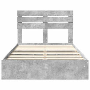 Κρεβάτι Αποθήκης Σκυρόδεμα Γκρι 135 x 190 cm Επεξεργασμένο Ξύλο