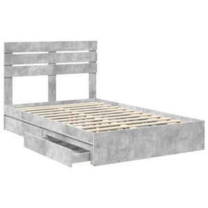 Κρεβάτι Αποθήκης Σκυρόδεμα Γκρι 120 x 200 cm Επεξεργασμένο Ξύλο