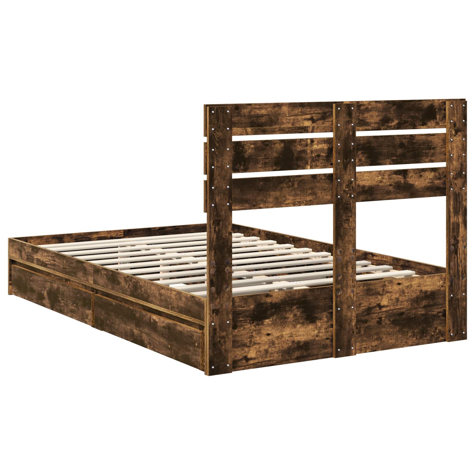 Κρεβάτι Αποθήκης Καπνιστό Δρύς 120 x 200 cm Επεξεργασμένο ξύλο