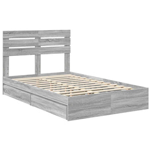 Κρεβάτι Αποθήκης Γκρίζο Σονομα 120 x 190 cm Επεξεργασμένο Ξύλο