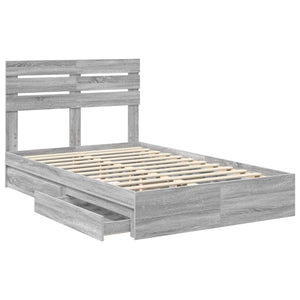 Κρεβάτι Αποθήκης Γκρίζο Σονομα 120 x 190 cm Επεξεργασμένο Ξύλο