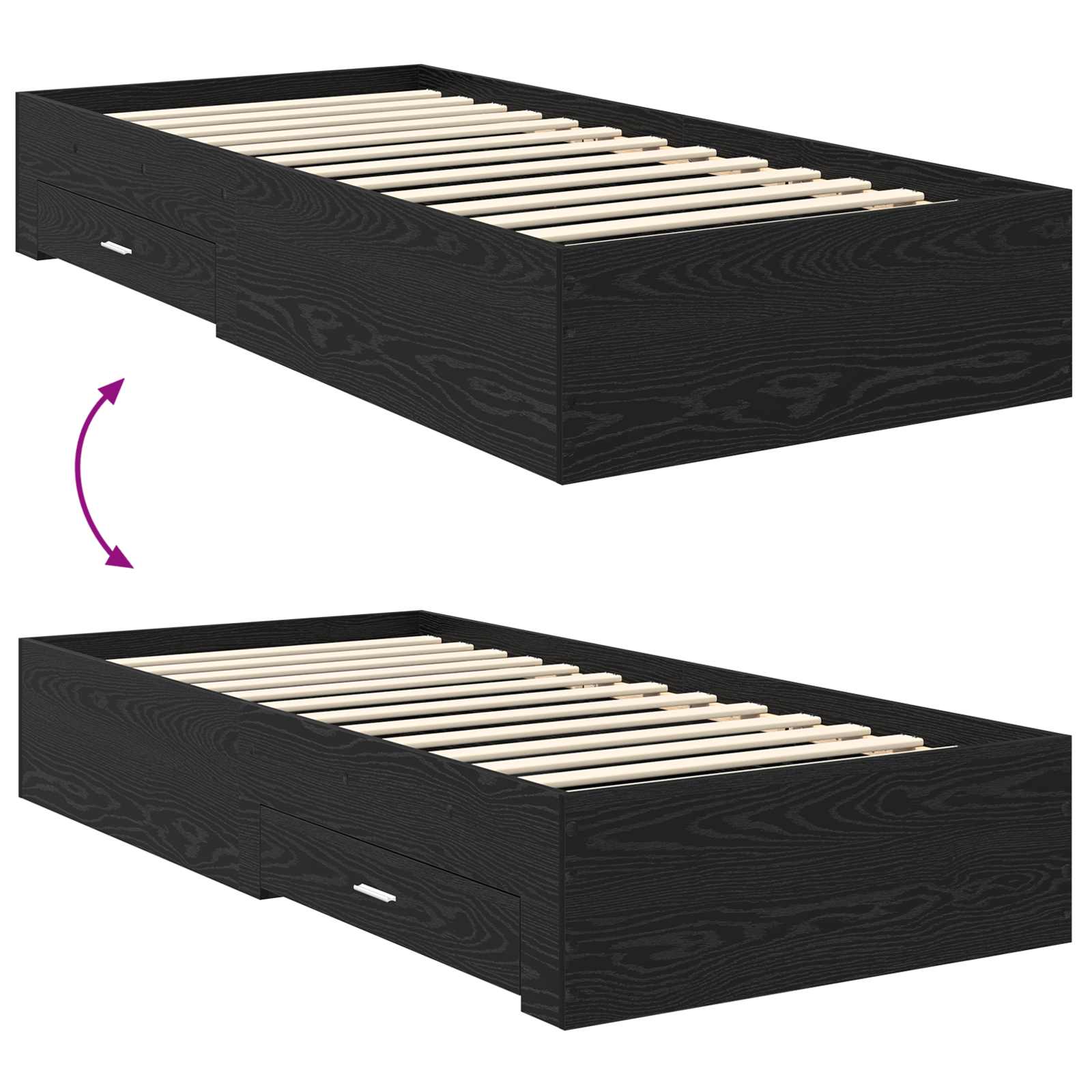 Σκελετός Κρεβατιού με συρτάρι με κεφαλάρι Επεξεργασμένο ξύλο