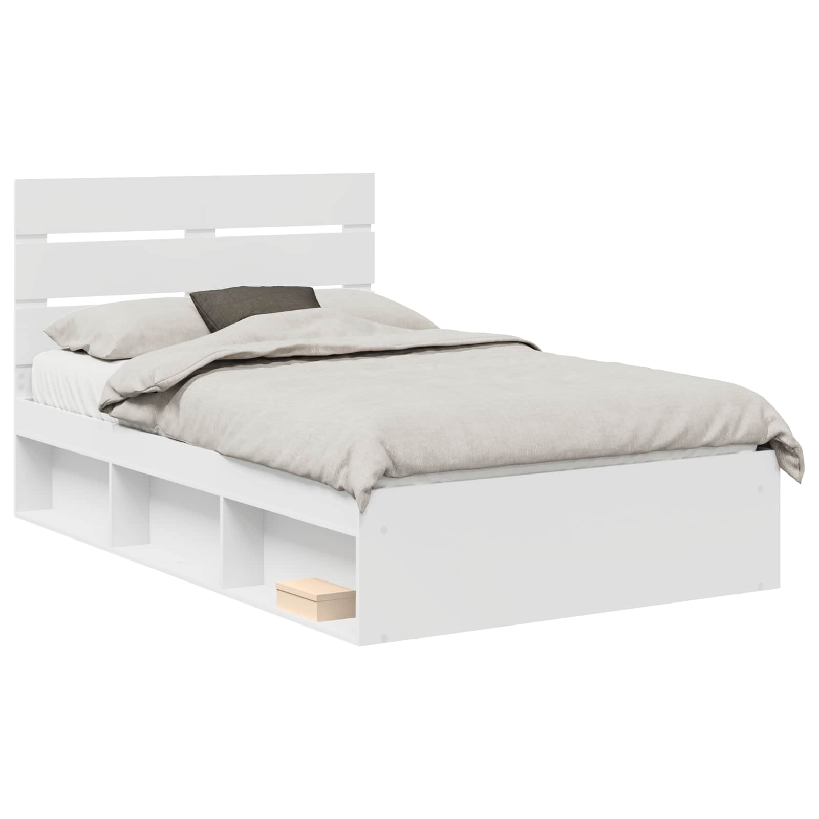 Σκελετός Κρεβατιού Λευκό 135 x 190 cm Στερεά ξυλεία πεύκου - Pakobazaar