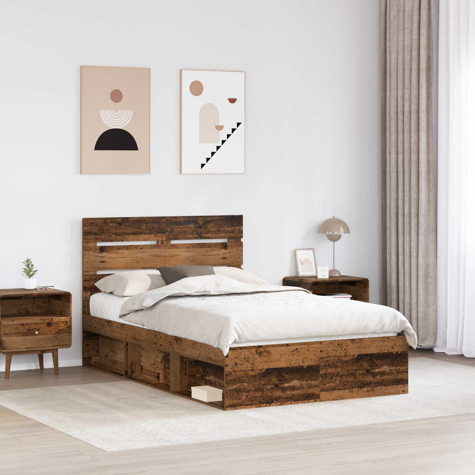 Σκελετός Κρεβατιού Παλιό ξύλο 120 x 190 cm Στερεά ξυλεία πεύκου