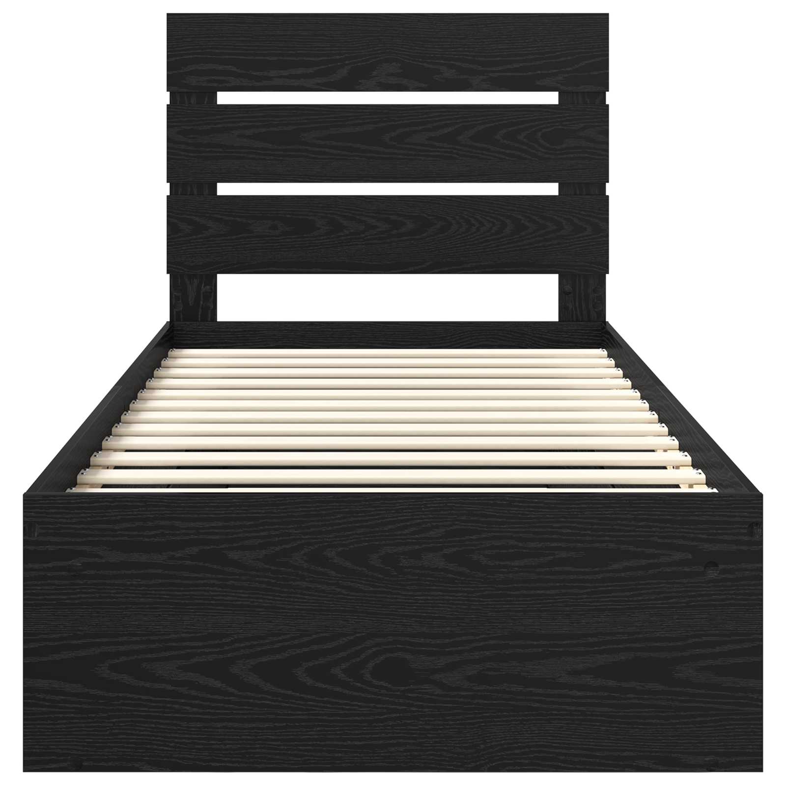 Σκελετός Κρεβατιού Μαύρο 90 x 190 cm Στερεά ξυλεία πεύκου