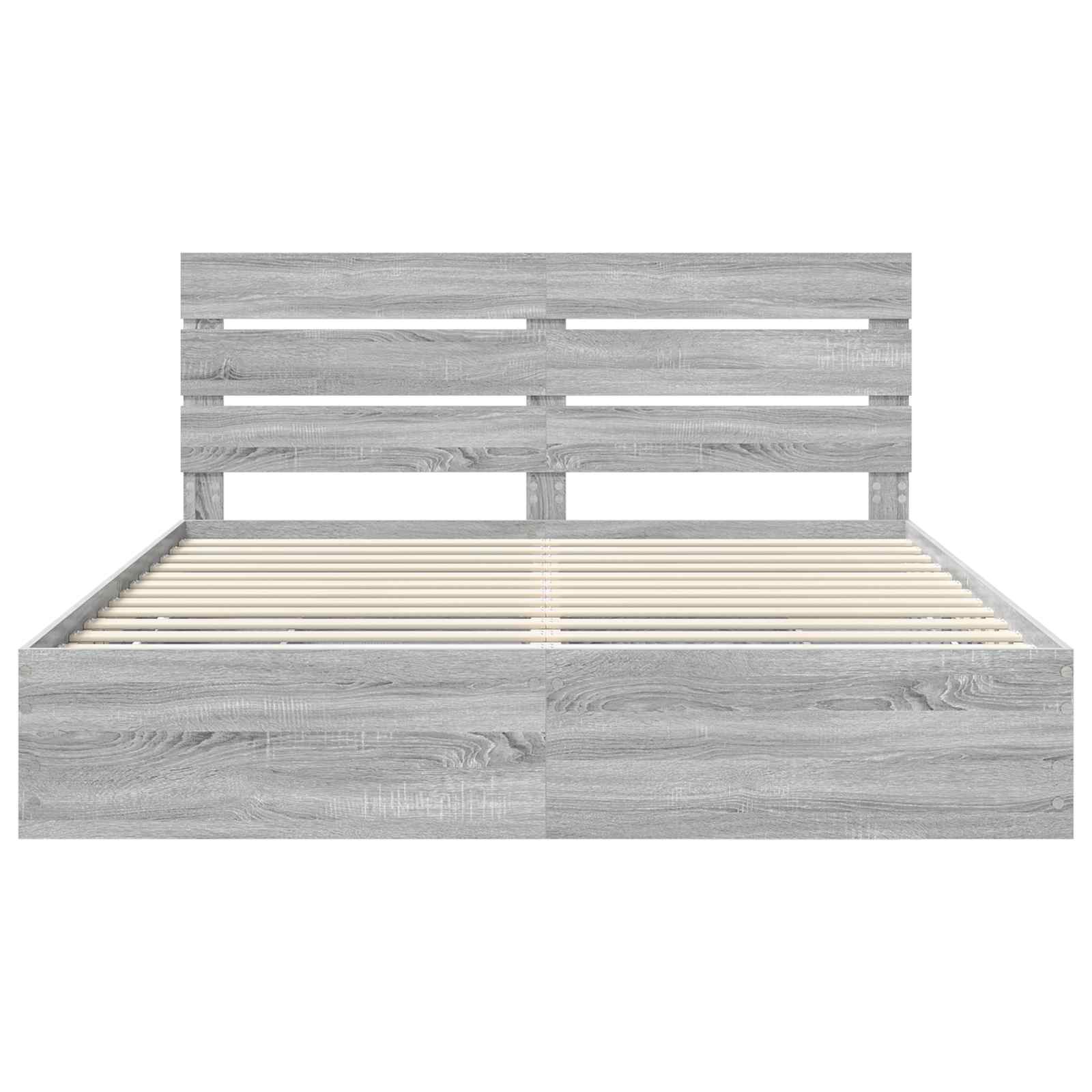 Σκελετός Κρεβατιού Γκρίζο Σονομα 200 x 200 cm Μηχανήματος Ξύλο
