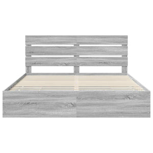 Σκελετός Κρεβατιού Γκρίζο Σονομα 200 x 200 cm Μηχανήματος Ξύλο