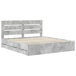 Σκελετός Κρεβατιού Σκυρόδεμα Γκρι 180 x 200 cm Μηχανήματος Ξύλο