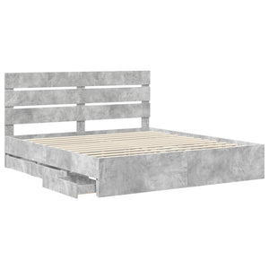 Σκελετός Κρεβατιού Σκυρόδεμα Γκρι 180 x 200 cm Μηχανήματος Ξύλο